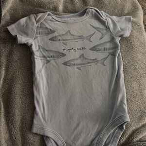Child of Mine Shark Print Bodysuit - Light Gray